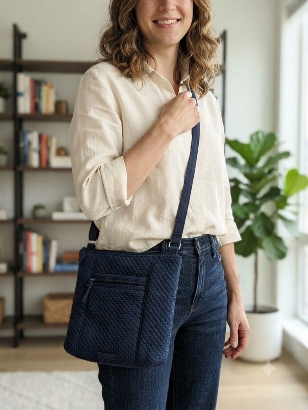 Vera Bradley Quilted Crossbody Bag in Navy Blue